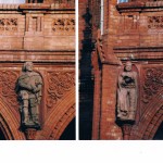 Ratusz Czerwony w Szczecinie i rekonstrukcja głowy i całej figury